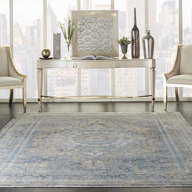 pale gray and blue classic design rug